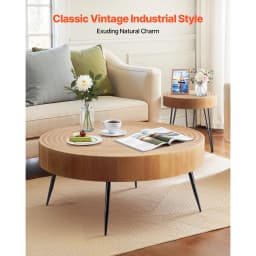 SucceBuy Coffee Tables Sets Living Room Table with End Side Table Coffee and End Tables Sets with Metal Legs for Living Room