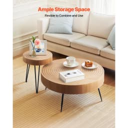 SucceBuy Coffee Tables Sets Living Room Table with End Side Table Coffee and End Tables Sets with Metal Legs for Living Room