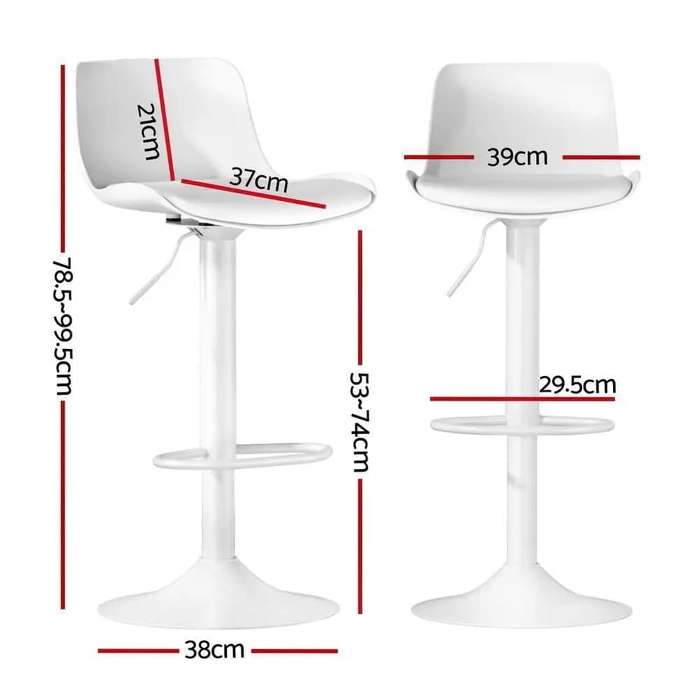 4 Piece White Faux Leather Swivel Gas Lift Bar Stools Adjustable Kitchen Dining Chairs