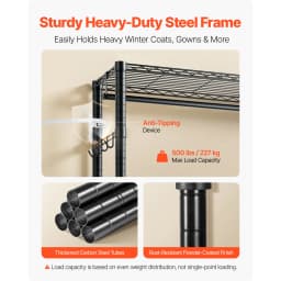 SucceBuy Clothing Garment Rack 3/4 Adjustable Tiers with Carbon Steel 450/500 lbs Closet Wardrobe for Bedroom Clothing Store
