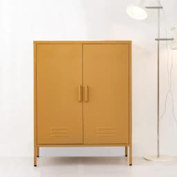 Metal Sideboard Storage Cabinet Yellow Buffet Cupboard for Living Room Kitchen Dining Room Modern Home Furniture