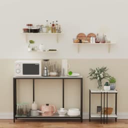 Long-Style 47.2 Inch Console Entryway Table with Metal Black Frame 2 Tiers Sofa Storage Display Table for Hallway Living Room