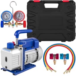 SucceBuy Vacuum Pump 4CFM 1/4HP HVAC A/C Air Refrigerant Rotary Vane Vacuum Pump 1-Stage 1 Valve AC Manifold Gauge R134a Set