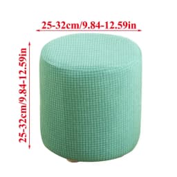 Round Shape Footstool Cover Seat Cover Covering Chair Cushion Polyester Elastic Check Ottoman Covers Living Room Chair Covers