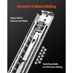 SucceBuy 1 Pair Full Extension Drawer Slides 500lbs Load Capacity Locking Drawer Slides Ball Bearing with Lock Side Mount Rail
