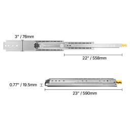 SucceBuy 1 Pair Full Extension Drawer Slides 500lbs Load Capacity Locking Drawer Slides Ball Bearing with Lock Side Mount Rail