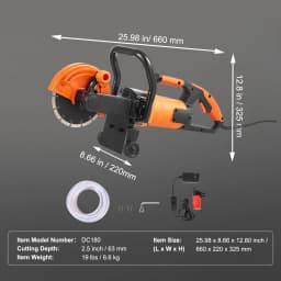 SucceBuy Electric Concrete Saw 9 in 1800 W 15A Motor Circular Saw Cutter with 3.5 in Cutting Depth Wet/Dry Disk Cutter for Stone