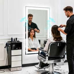 LUVODI Bluetooth Mirror Full Length with LED Rectangle Tempered Glass Wall Lighted Bathroom Mirror with Double Speakers