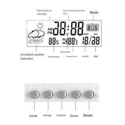 LCD Desktop Alarm Clock Transparent Calendar Weather and Digital Temperature and Humidity Display Home Appliance Smart Life