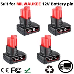 VANON 1/2/4Pack M12 5.0Ah 12V Replace for Milwaukee MWL1803 48-11-2401 48-11-2402 48-11-2420 Cordless Power Tools Battery pin