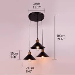 3 Pieces Industrial Pendant Light Black Adjustable Metal Retro Hanging Industrial Loft Retro Pendant Light Horizontal Ceiling