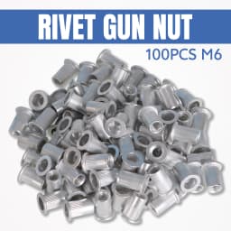 100Pcs M6 Rivet Nuts Kit Metric Aluminum Flat Head Threaded Rivet Nut Insert Nutsert Rivet Nuts Assortment Kit