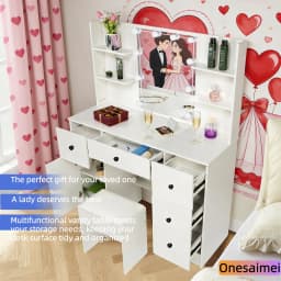 (Festive Gift) Brand-new bedroom dressing table with vanity mirror featuring three colour modes and adjustable brightness