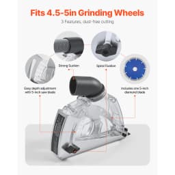 SucceBuy Cutting Dust Shroud for Angle Grinders Universal 4-5 in Angle with 6 Clamping Washers & 5 in Diamond Grinding Cup Wheel
