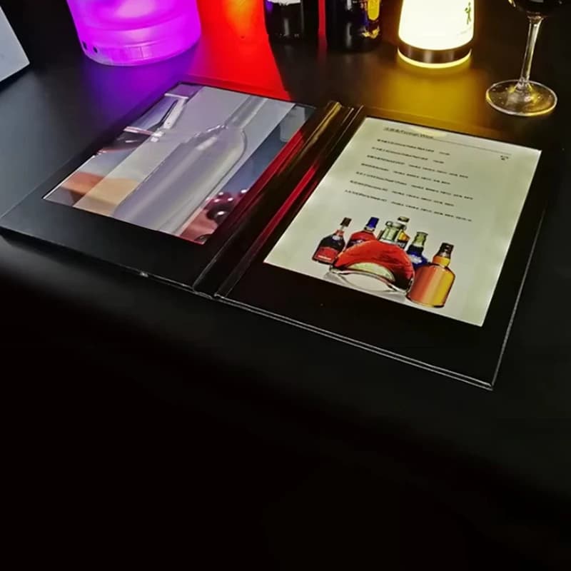 Rechargeable LED Light Menu Book PU Leather Display Book Night Club Restaurants Beer Bar Shop Cafe Two Pages