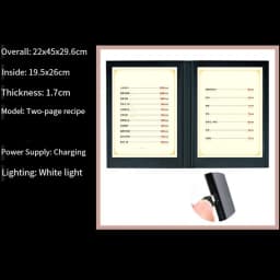 Rechargeable LED Light Menu Book PU Leather Display Book Night Club Restaurants Beer Bar Shop Cafe Two Pages