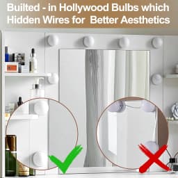Modern White Vanity Table, 10 Dimmable LED Bulbs, 3 Color Adjustable Mirror, Storage Organizer