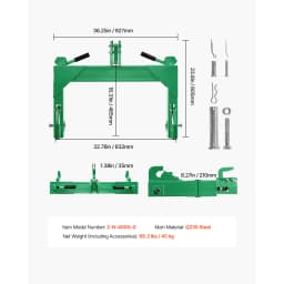 SucceBuy 3-Point Quick Hitch w/ Receiver 3000/4000Lbs Lift Capacity w/5 Level Adjustable Bolt Adaptation to Category 1&2 Tractor