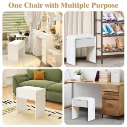 Elegant Padded Makeup Vanity Stool with Sturdy Wooden Legs, Dressing Chair Bench, Easy Assembly for Bedroom Vanity Table