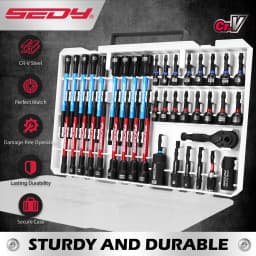 SEDY 41-Piece Premium 1/4" Drive Magnetic Impact Nut Driver Set Metric & SAE Standard & Deep with Socket Adapters