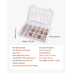 SucceBuy 906 Pcs Bolts and Nuts Assortment Kit Metric Machine Screws and Flat Washers Alloy Steel M4 / M5 / M6/ M8 Multiple Size