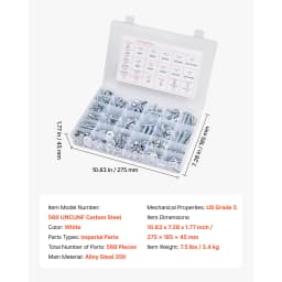 SucceBuy 906 Pcs Bolts and Nuts Assortment Kit Metric Machine Screws and Flat Washers Alloy Steel M4 / M5 / M6/ M8 Multiple Size