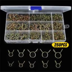 250Pcs Fuel Line Hose Tubing Spring Clips Clamps Assortment Kit for Motorcycle