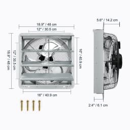SucceBuy Shutter Exhaust Fan 12'' with Temperature Humidity Controller EC/AC-motor 940 CFM 10 Speed Adjustable Wall Mount Attic