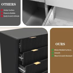 New Tall Dresser, Wood Chest of Drawers, 5 Drawer Waveform Fluted Panel Dresser, Modern Dressers for Storage Drawers Clothes, fo