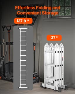 SucceBuy Multi-Purpose Folding Ladder 7- in -1 Tall Step Ladder A Frame Adjustable Telescoping Ladder for Household Outdoor Work
