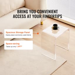 SucceBuy Acrylic End Table C-Shaped Lucite Side Table Clear Acrylic Side Table for Drink Food Snack used in Bedroom Living Room