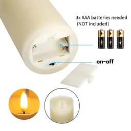 3PCS Flameless LED Candle WarmWhite Moving Dancing Wick Electic Candles Weding