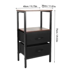 Night Stand for Bedroom MDF Carbon Steel Bedside Table with 2 Canvas Drawers for Living Room Dorm