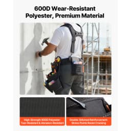 SucceBuy 19 Pockets Tool Belt Tools Pouch Waist Adjustable 31-51in Utility Belt Work Bag Detachable Suspension for Electrician