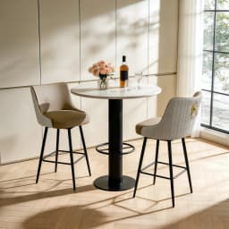 Swivel Bar Stools Microfiber Leather Upholstery Counter Height Bar Chairs with High Back and Footrest for Kitchen Island