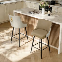 Swivel Bar Stools Microfiber Leather Upholstery Counter Height Bar Chairs with High Back and Footrest for Kitchen Island