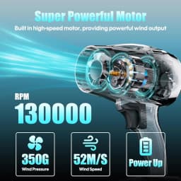 Cordless Leaf Blower, Lightweight Handheld Turbo Jet Blower 130000 RPMPortable Dust Cleaner with Adjust, 2*2.0Ah Battery Powered