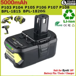 1/2/4PCS 5.0Ah P108 li-on Battery Replace for Ryobi 18V P104 P105 P107 P109 P102 Battery pin Compatible with Cordless Power Tool