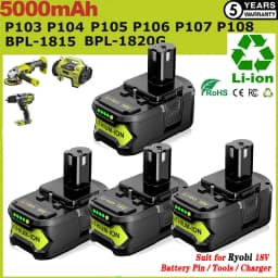 1/2/4PCS 5.0Ah P108 li-on Battery Replace for Ryobi 18V P104 P105 P107 P109 P102 Battery pin Compatible with Cordless Power Tool
