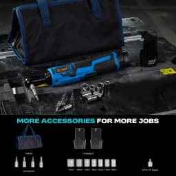 Jemi Tool 12V Electric Ratchet Wrench Set, 40N.m, 3/8'' Cordless Electric Wrench, Equipped with 7 Sockets and LED Light, Suitable for Automotive Maintenance, Disassembling Screws and Nuts, and a Variable-Speed Ratchet Wrench for Use in Narrow Spaces.
