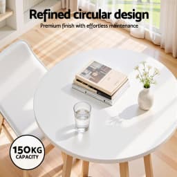 Modern Round Bar Table White Wood 98cm Height Kitchen Dining Counter Pub Table
