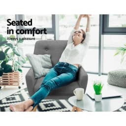Grey Charcoal Linen Fabric Armchair Modern Upholstered Accent Chair Home Living Room Furniture