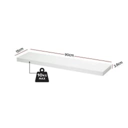 Floating Wall Shelf Set of 2 White 90cm Modern Minimalist Wood Wall Mounted Storage Shelves for Living Room Bedroom Bathroom Organizer