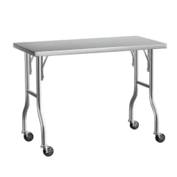 430 Stainless Steel Kitchen Workbench on Wheels 122X61CM Heavy Duty Food Prep Table with Lower Shelf