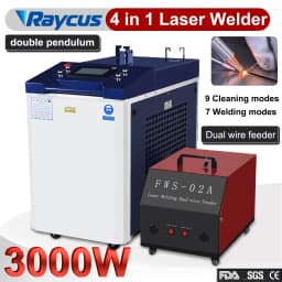 3000W Raycus Laser Welder Dual Wire Feeder 4 in 1 Laser Welding Cleaning Cutting for Metal Double Pendulum Laser Welding Machine