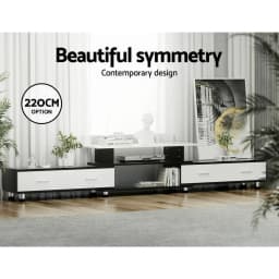 Extendable TV Cabinet Entertainment Unit 160CM to 220CM Modern Living Room Media Storage Console Stand Low Profile TV Stand With Shelves