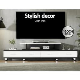 Extendable TV Cabinet Entertainment Unit 160CM to 220CM Modern Living Room Media Storage Console Stand Low Profile TV Stand With Shelves