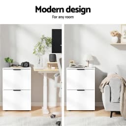 White 2 Drawer Filing Cabinet Office Storage Shelves File Organiser Metal Cabinet for Office Home Documents