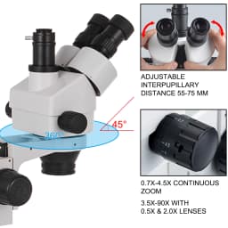 VEVOR 3.5X-90X Trinocular Stereo Microscope 360°Swiveling Trinocular Stereo Microscope with Pillar Stand