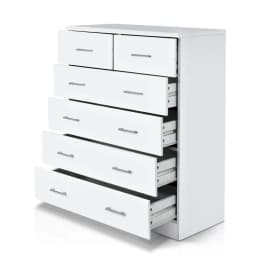 6 Drawer White Chest Wooden Storage Cabinet Modern Bedroom Dresser Tall Organizer for Home Furniture